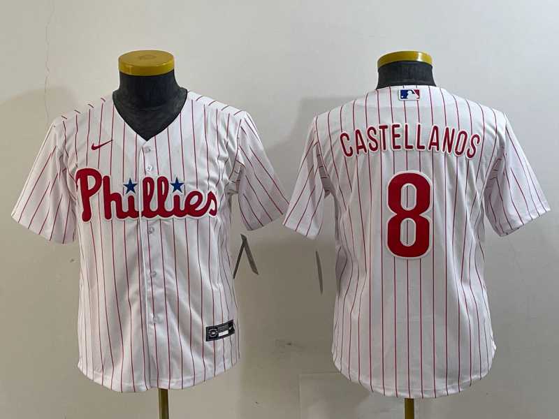 Youth Philadelphia Phillies #8 Nick Castellanos White Cool Base Jersey->mlb youth jerseys->MLB Jersey